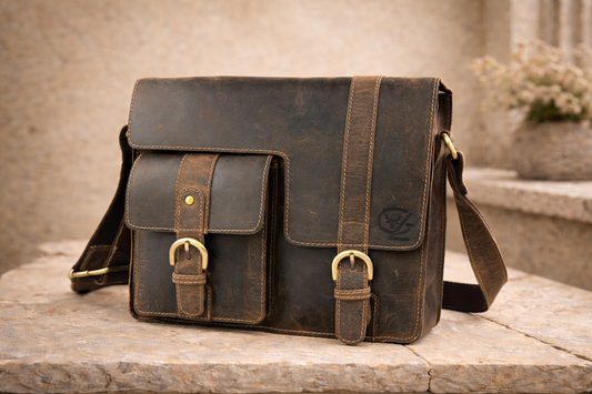 Herr Emil - geräumige Umhängetasche aus Büffelleder